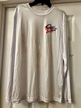 Tacky Jack’s White Long-Sleeve Graphic Men’s Shirt